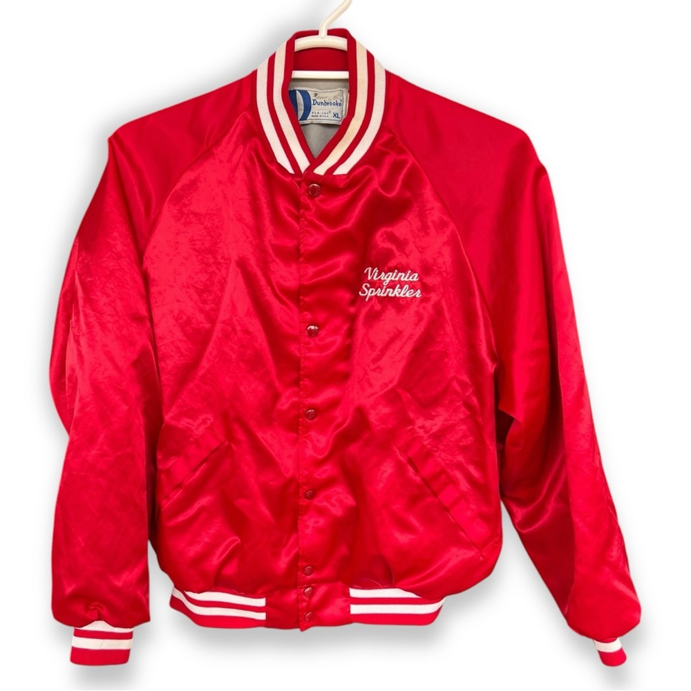 XL Vintage 1980s Cherry Red White Stripe Starter Jacket Virginia Sprinklers